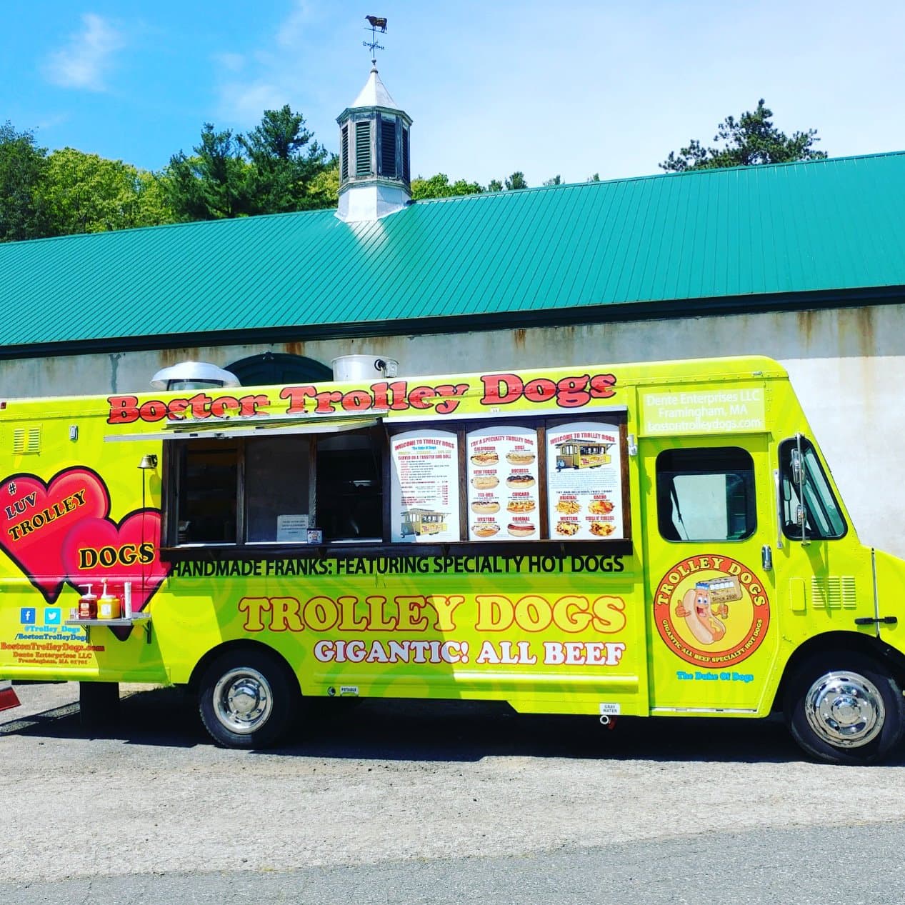 The original Trolley Dogs green trolley car